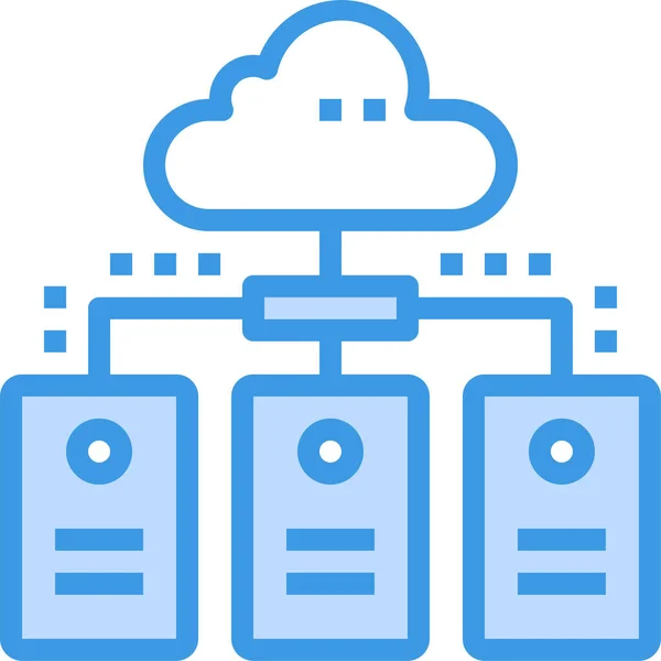 Icono Base Datos Comunicación Nube Estilo Esquema Rellenado — Archivo Imágenes Vectoriales