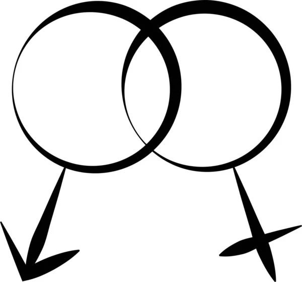 Couple Icône Masculine Féminine Dans Style Dessiné Main — Image vectorielle