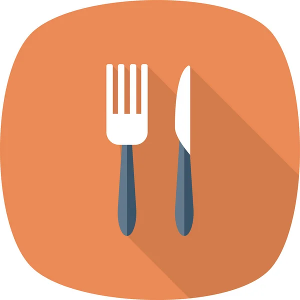 Cook Cutlery Food Icon Long Shadow Style — Stock Vector