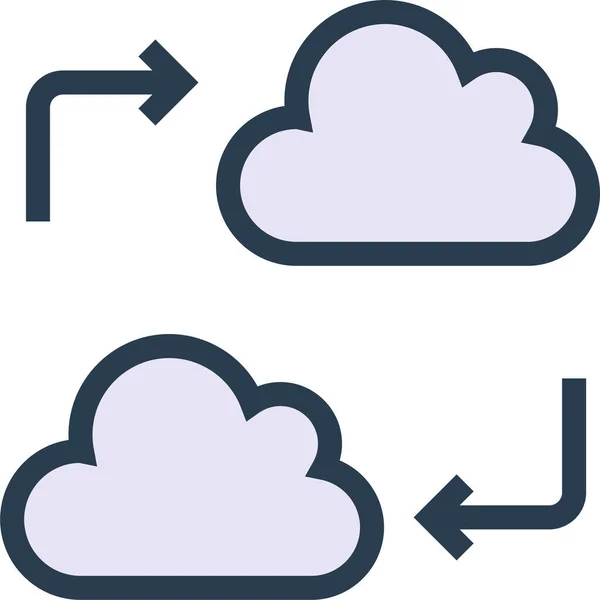 Cloud Databas Datadelning Ikon Fylld Skissera Stil — Stock vektor