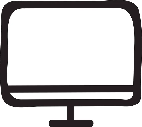 Computer Desktop Display Icon Handdrawn Style — Stock Vector