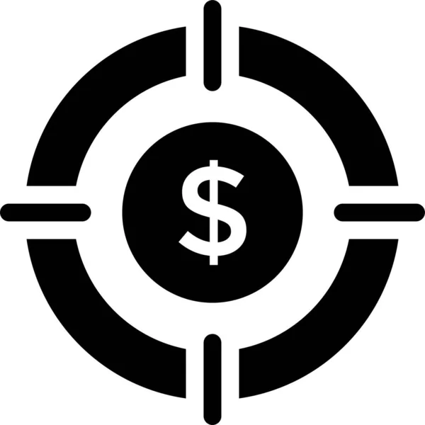 Doel Dollar Doel Pictogram Solide Stijl — Stockvector