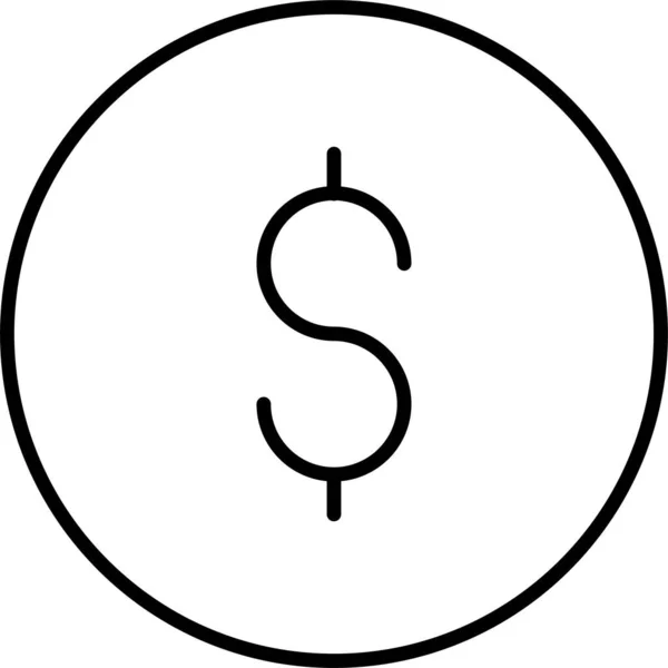 Ikona Dolara Monety Zarysie — Wektor stockowy