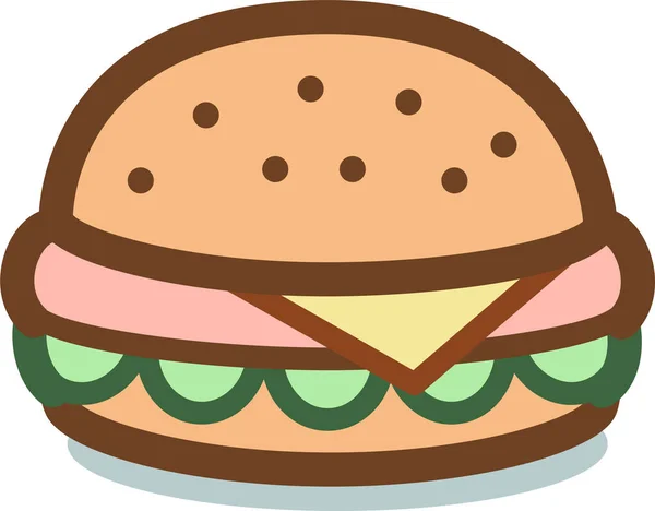 Hamburguesa Carne Icono Hamburguesa Queso Estilo Contorno Lleno — Vector de stock