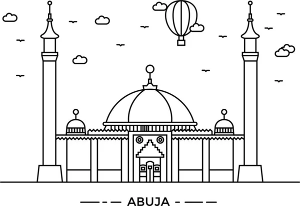 Abuja Architektury Budynku Ikona Stylu Zarysu — Wektor stockowy