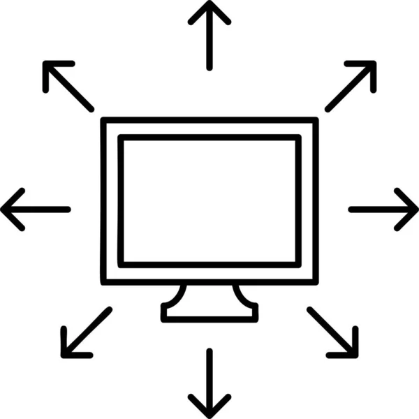 Отображение Значка Монитора Стиле Контура — стоковый вектор