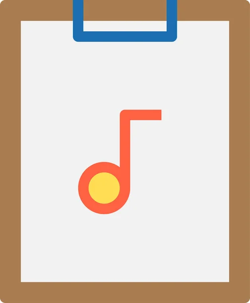 Business Clipboard Musik Ikone Flachen Stil — Stockvektor