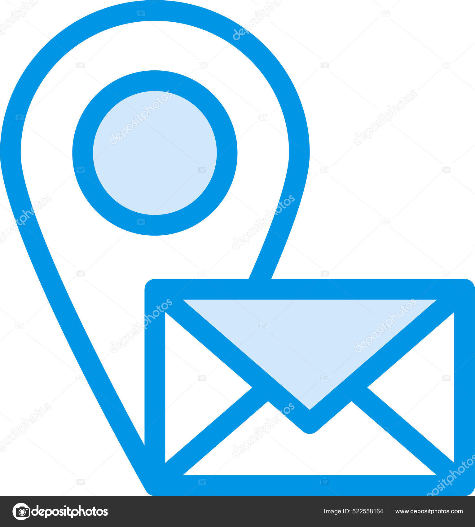 Email Gps Location Icon Filled Outline Style Stock Vector by
