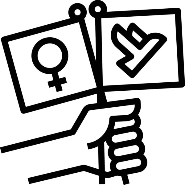 Ελευθερία Φεμινιστικό Φεμινιστικό Εικονίδιο Στο Περίγραμμα Στυλ — Διανυσματικό Αρχείο