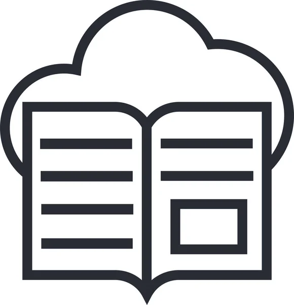Nube Ebook Educación Icono Estilo Esquema — Archivo Imágenes Vectoriales