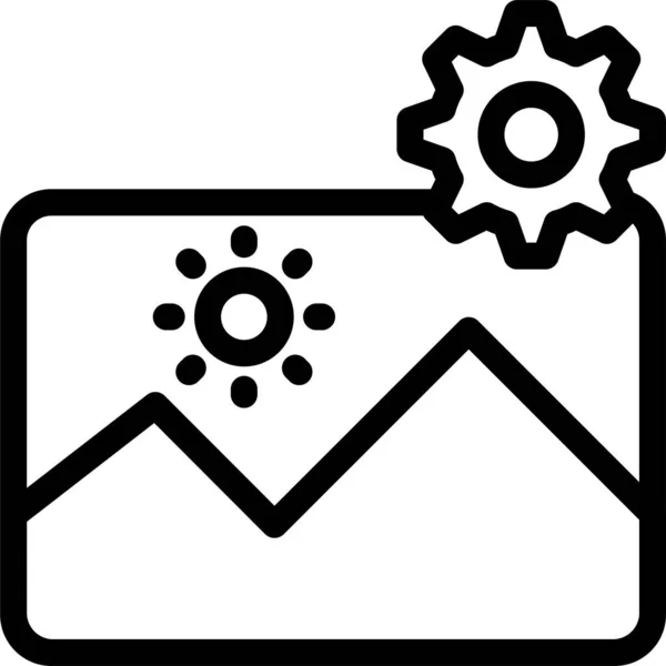 Modificare Icona Della Foto Immagine Stile Outline — Vettoriale Stock