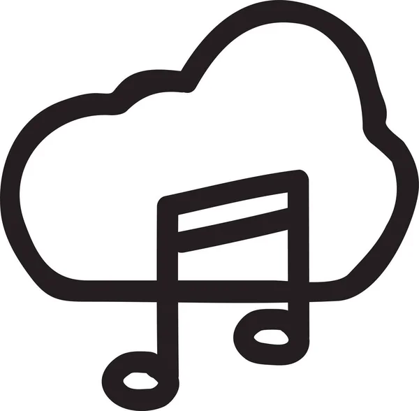 Audio Cloudmedia Cloudmusic Icône Dans Style Dessiné Main — Image vectorielle