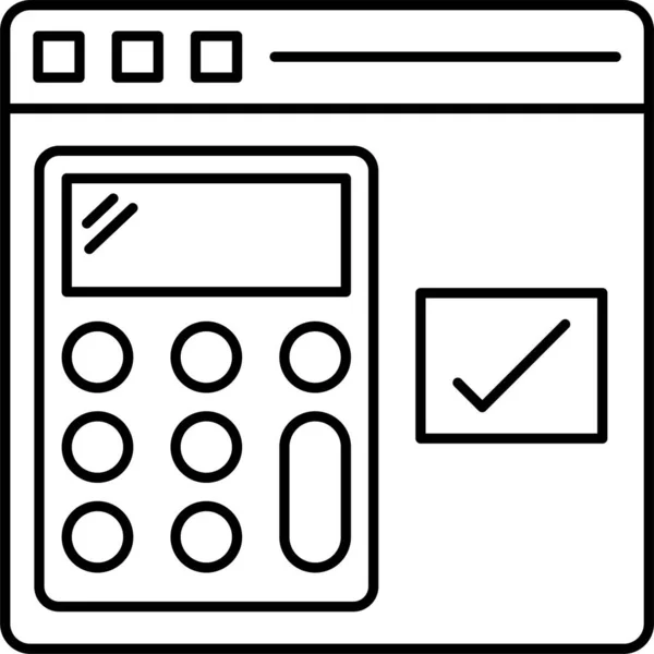 Calculatrice Navigateur Icône Internet Dans Style Contour — Image vectorielle