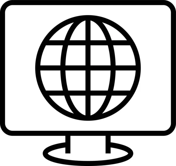 Global Screen Monitor Icon Outline Style — Stock Vector