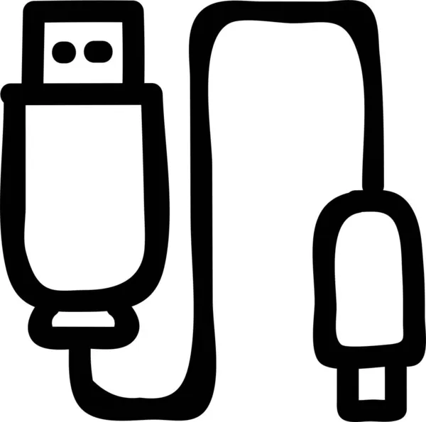 Kabel Verbinding Connector Icoon Omtrek Stijl — Stockvector