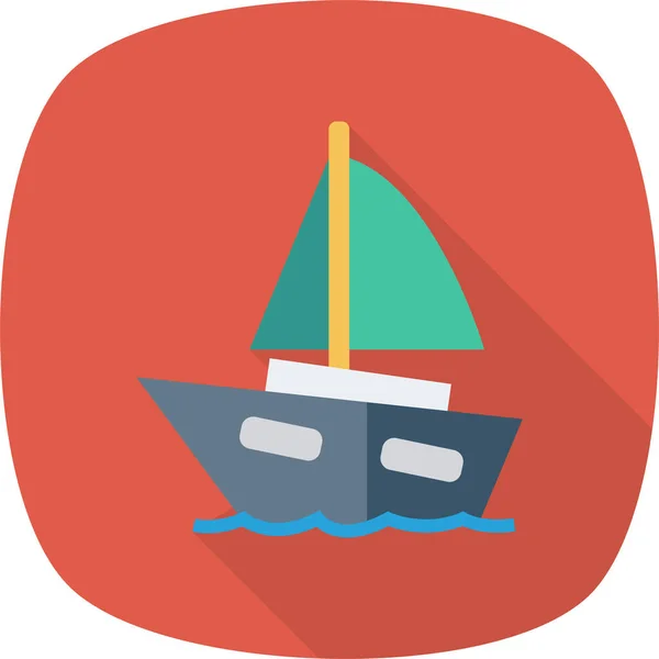 Auto Barco Mar Icono Estilo Sombra Larga — Vector de stock