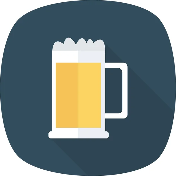 Alcohol Bier Vieren Icoon Lange Schaduw Stijl — Stockvector