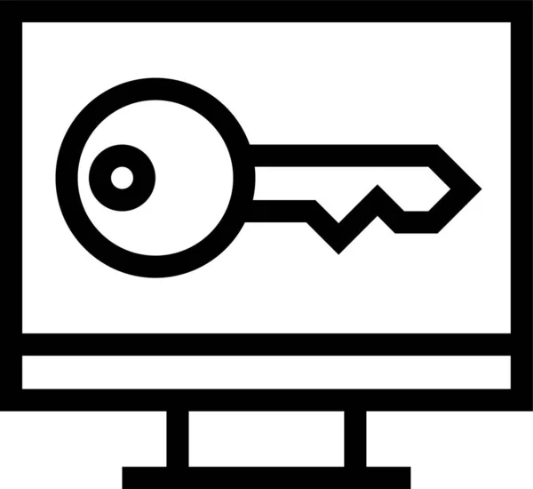 Computer Bureaublad Sleutel Pictogram Outline Stijl — Stockvector