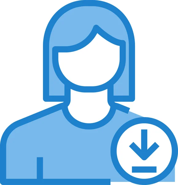 Avatar Downloaden Vrouwelijk Pictogram Gevulde Outline Stijl — Stockvector