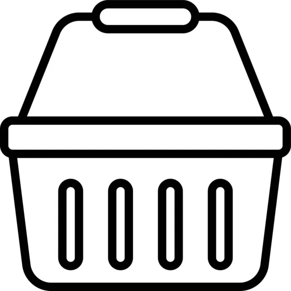篮筐超级市场集装箱图标的轮廓风格 — 图库矢量图片