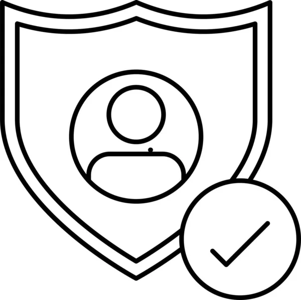 Проверка Значка Безопасности Стиле Наброска — стоковый вектор