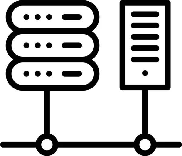 Database Datacenter Server Icoon Grote Lijnen — Stockvector