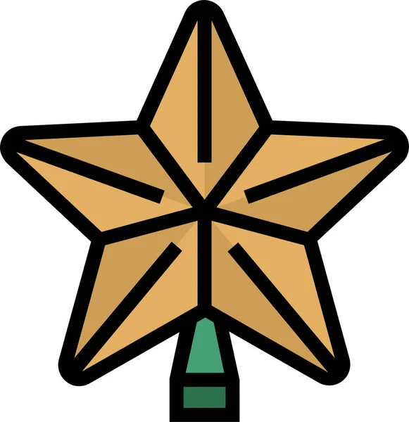 Icono Del Árbol Navidad Estrella Estilo Contorno Lleno — Vector de stock