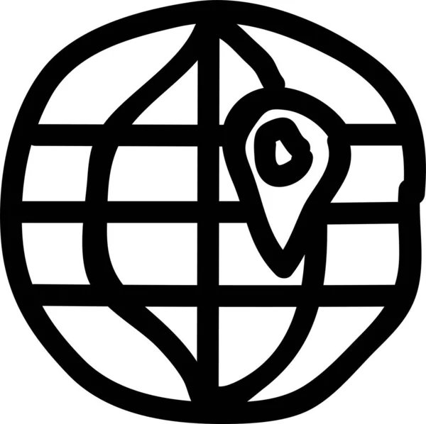 Globales Gps Internet Symbol Handgezeichneten Stil — Stockvektor