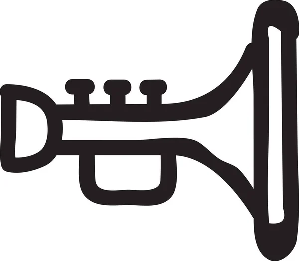 Messing Instrument Melodie Icoon Handgetekende Stijl — Stockvector