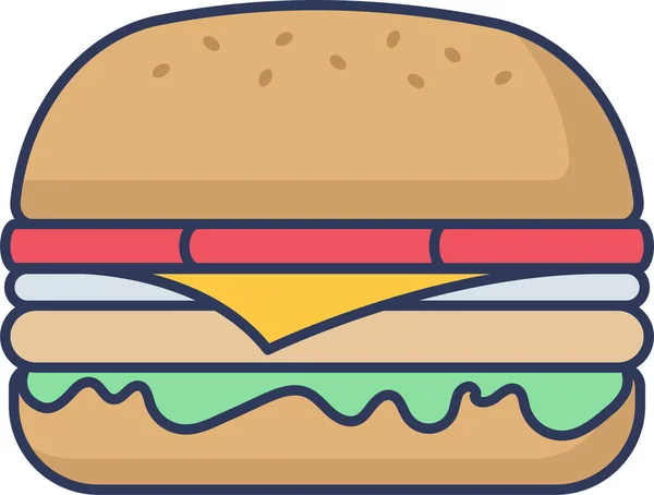 Burger Sandwich Restaurant Ikone Stil Der Konturenfülle — Stockvektor