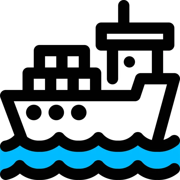 Vrachtcontainer Schip Pictogram Gevulde Outline Stijl — Stockvector