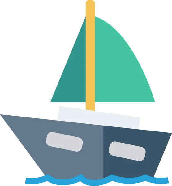 Auto Βάρκα Εικονίδιο Της Θάλασσας Επίπεδο Στυλ — Διανυσματικό Αρχείο