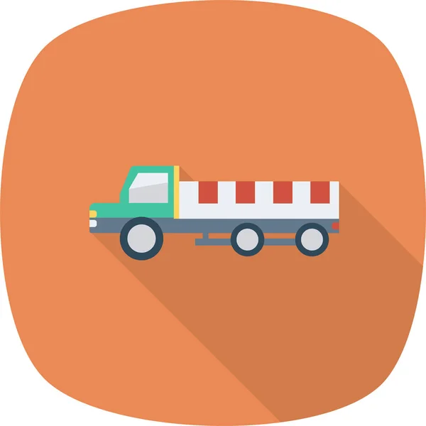 Auto Trailer Transport Icon Long Shadow Style — Stock Vector