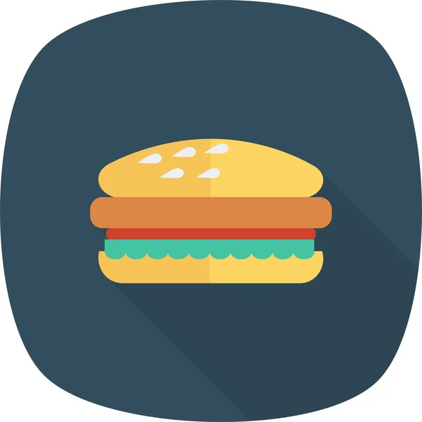 Hambúrguer Cheeseburger Delicioso Ícone Estilo Long Shadow —  Vetores de Stock