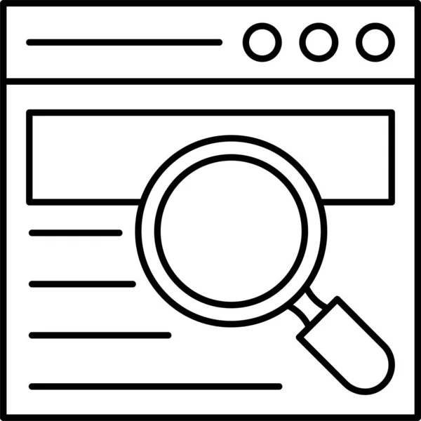 Ikona Lupy Internetowej Przeglądarki Internetowej Zarysie — Wektor stockowy
