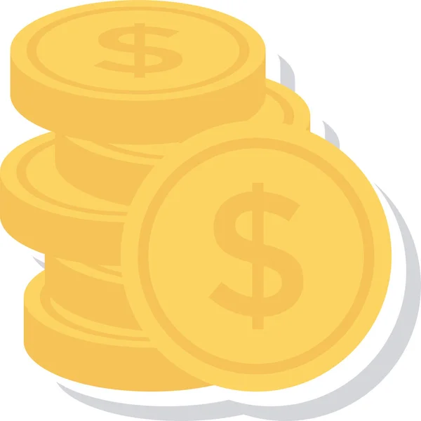 Cash Coins Icône Monnaie Dans Style Plat — Image vectorielle