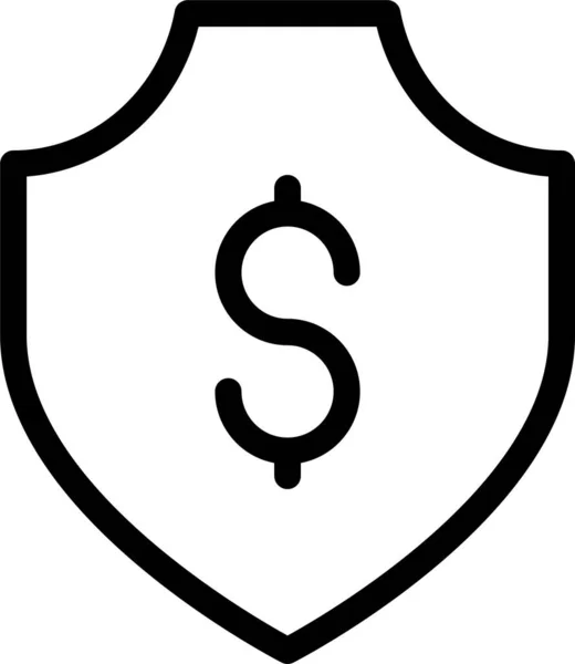 轮廓式的美元保护安全图标 — 图库矢量图片
