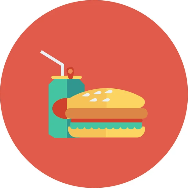 Hamburger Çizburger Kola Ikonu Düz Stil — Stok Vektör