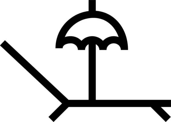 Значок Пляжного Пляжного Шезлонга Очертаниях — стоковый вектор