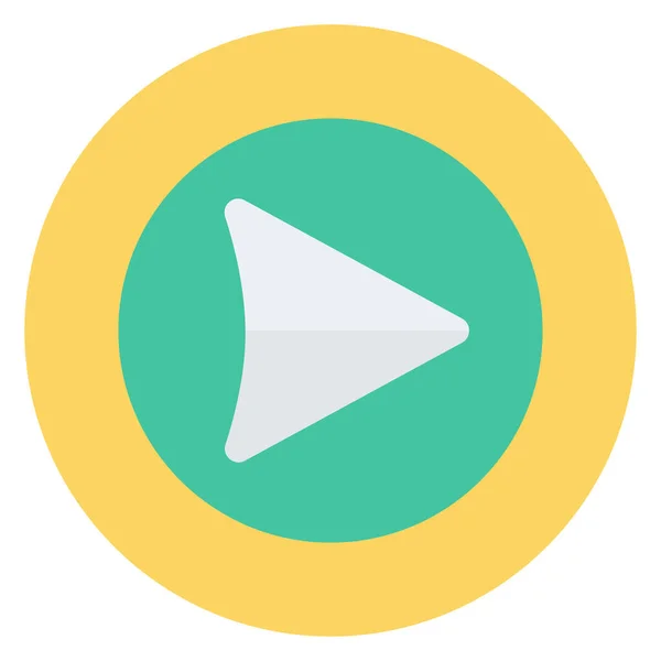 Play Song Video Icoon Platte Stijl — Stockvector