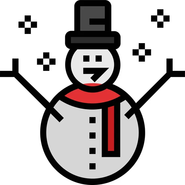 Bonhomme Neige Célébration Icône Noël Dans Style Contour Rempli — Image vectorielle