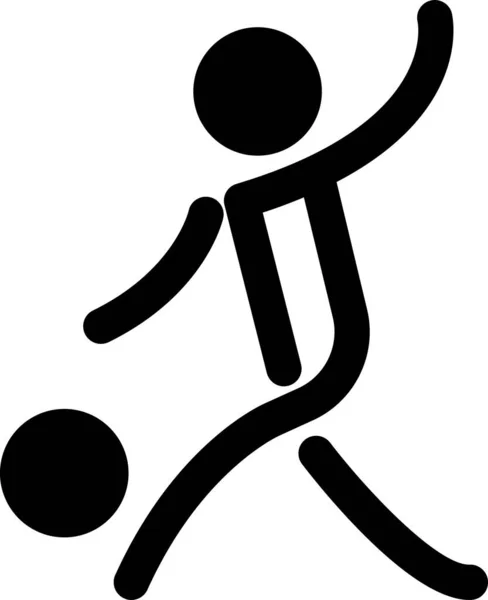 Voetbal Spel Kick Pictogram Solide Stijl — Stockvector