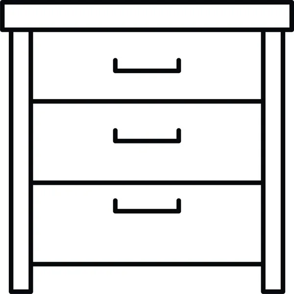 Cabinet Drawer Furniture Icon Outline Style — Stock Vector