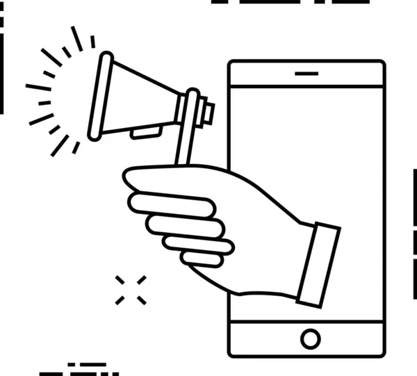 Icône Mégaphone Marketing Publicitaire Dans Style Contour — Image vectorielle