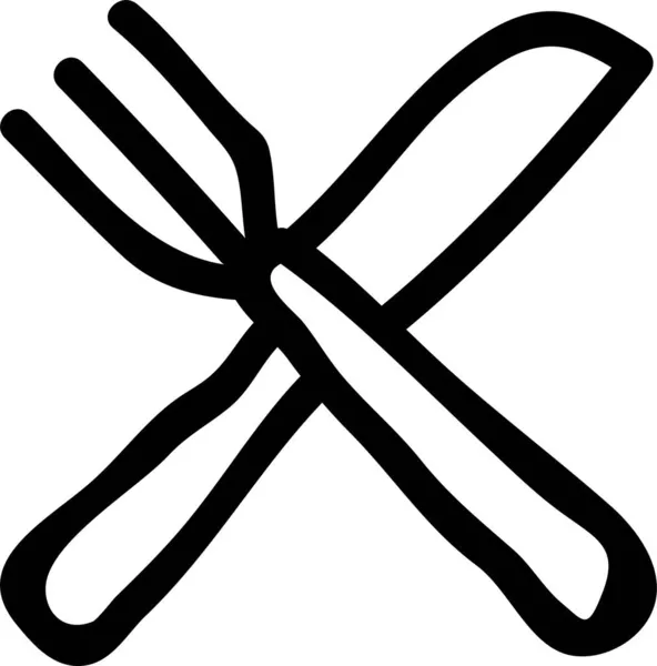Kochgabel Ikone Handgezeichneten Stil — Stockvektor