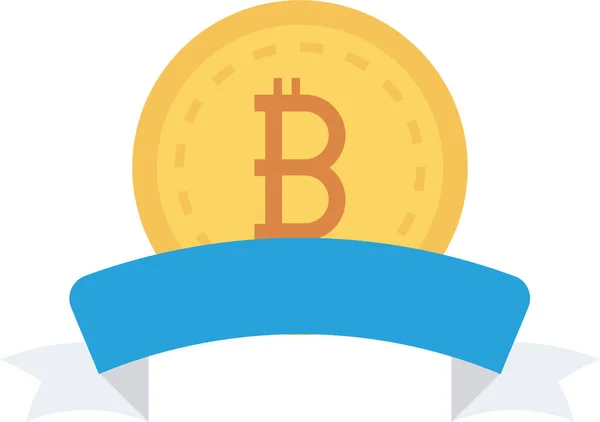 Premio Insignia Bitcoin Icono Estilo Plano — Vector de stock