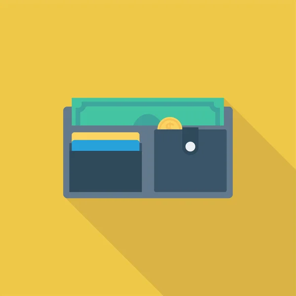 Cash Coins Icône Carte Crédit Dans Style Ombre Longue — Image vectorielle