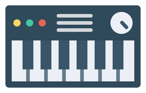 Όργανο Κλειδί Πιάνο Εικονίδιο Επίπεδη Στυλ — Διανυσματικό Αρχείο