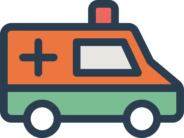 Ambulancia Auto Icono Público Estilo Contorno Lleno — Vector de stock