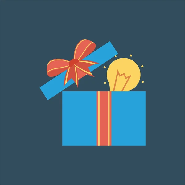 Boîte Ampoule Icône Cadeau Dans Style Plat — Image vectorielle